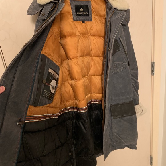 Rainforest ThermoLuxe Real Shearling Trim Daviston Coat Jacket - Black - Size XL - Picture 7 of 10